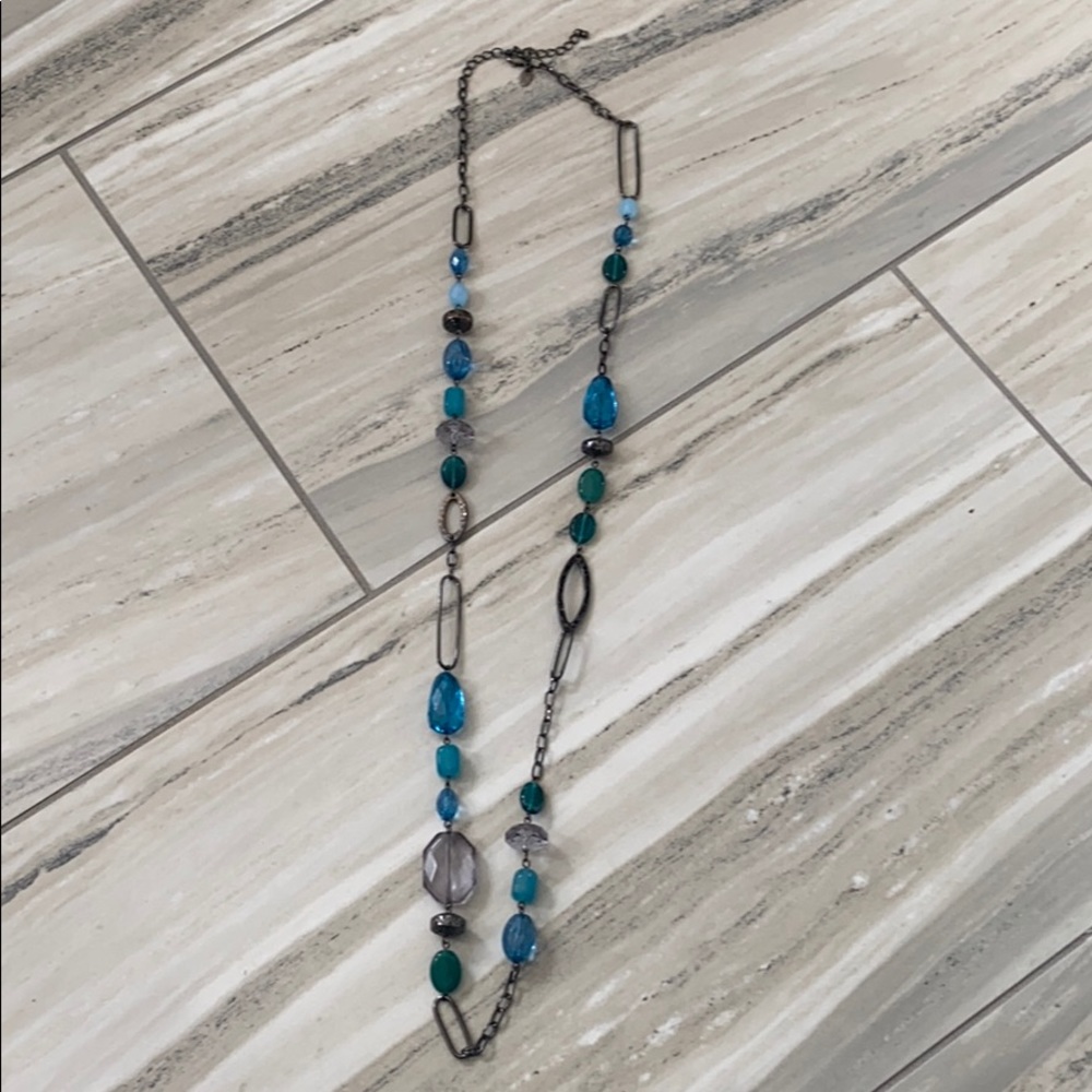 Lia Sophia Teal/Dark Grey Long Necklace